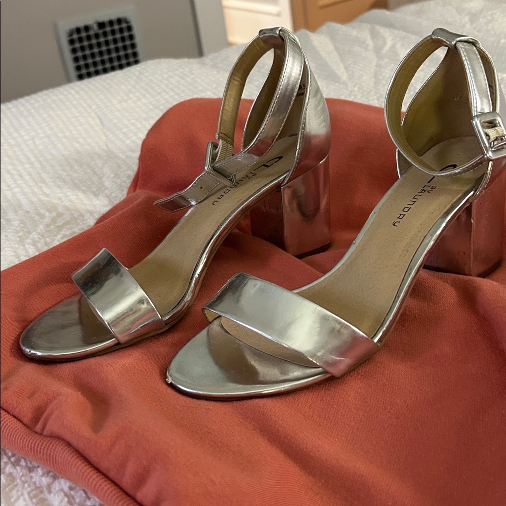 CL by Chinese Laundry Silver Block Heel Sandals